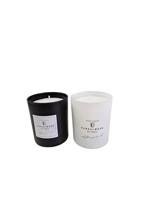 Sandal Kokulu Cam Bardakta %100 Doğal Kokulu Soya Wax Mum (7 cm- Özel Set)