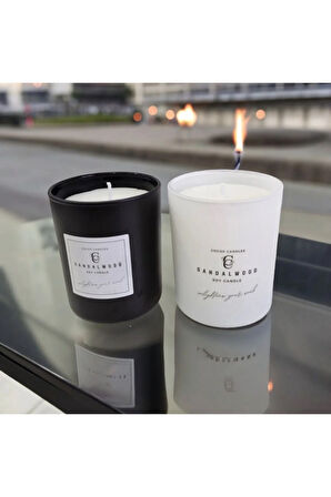 Sandal Kokulu Cam Bardakta %100 Doğal Kokulu Soya Wax Mum (7 cm- Özel Set)