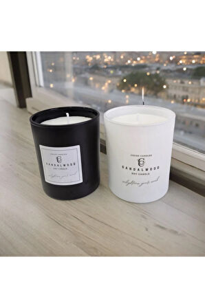 Sandal Kokulu Cam Bardakta %100 Doğal Kokulu Soya Wax Mum (7 cm- Özel Set)