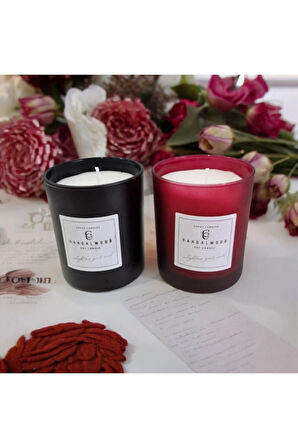 Sandal Kokulu Cam Bardakta %100 Doğal Kokulu Soya Wax Mum (7 cm- Özel Set)