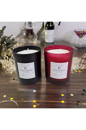 Sandal Kokulu Cam Bardakta %100 Doğal Kokulu Soya Wax Mum (7 cm- Özel Set)