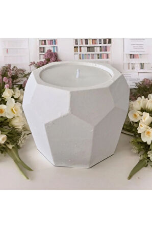 Taş Mumlukta Lavanta Kokulu %100 Doğal Soya Mum - Yuvarlak (8,5 cm) Beşgen