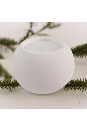 Taş Mumlukta Lavanta Kokulu %100 Doğal Soya Mum - Yuvarlak (7 cm)