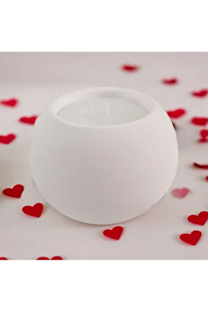 Taş Mumlukta Lavanta Kokulu %100 Doğal Soya Mum - Yuvarlak (7 cm)