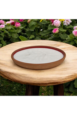Çömlekte Lavanta Kokulu %100 Doğal Soya Mum - Oval (15,5 cm - Kahverengi)