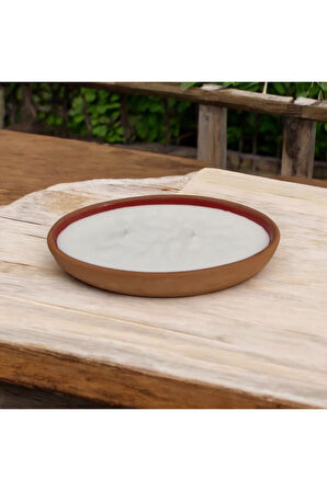 Çömlekte Lavanta Kokulu %100 Doğal Soya Mum - Oval (15,5 cm - Kahverengi)