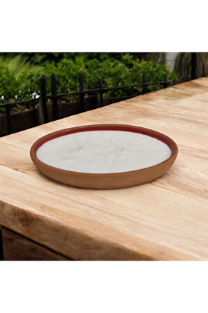 Çömlekte Lavanta Kokulu %100 Doğal Soya Mum - Oval (15,5 cm - Kahverengi)