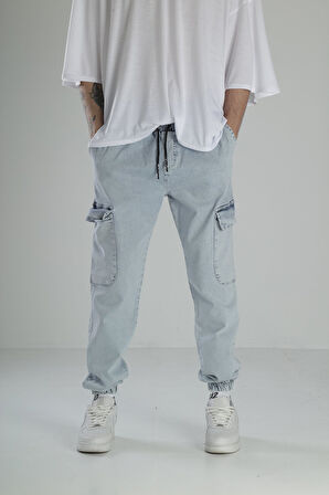 Premium Kalite Buz Mavi Jogger Pantolon