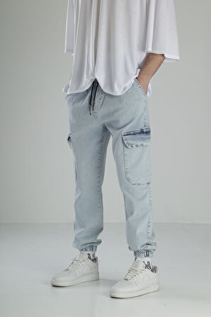 Premium Kalite Buz Mavi Jogger Pantolon