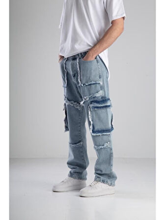 Premium Kalite Mavi Baggy Pantolon