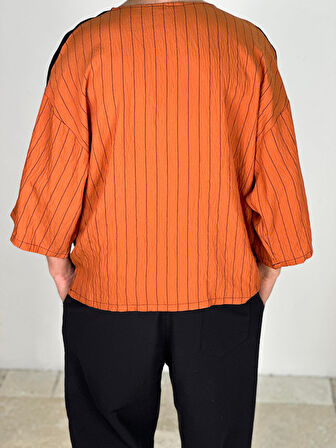 Fakir Kol Viscon Turuncu Oversize T-Shirt