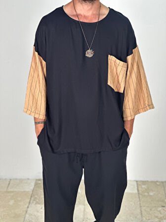 Fakir Kol Viscon Kahverengi Oversize T-Shirt