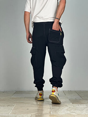 Premium Kalite Büyük Cepli Siyah Jogger Pantolon