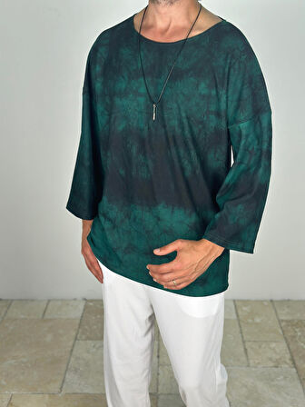 Yeşil Batik Fakir Kol T-Shirt