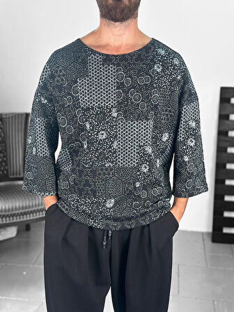 Etnik Desenli Fakir Kol Sweat