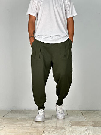 Cep Detalı Yeşil Baget Pantolon