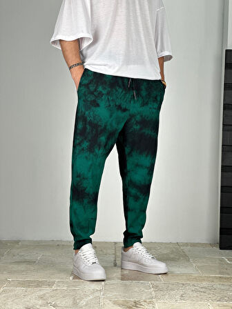 Yeşil Fitilli Kumaş Batik Pantolon