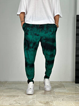 Yeşil Fitilli Kumaş Batik Pantolon