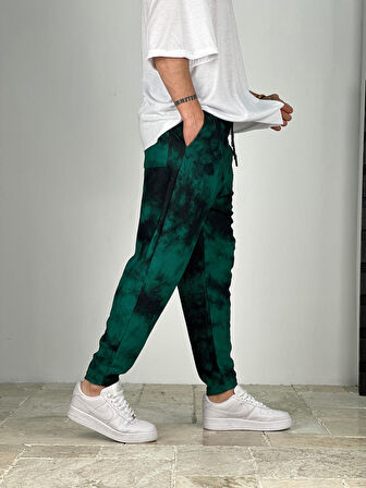 Yeşil Fitilli Kumaş Batik Pantolon