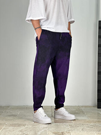 Mor Fitilli Kumaş Batik Pantolon