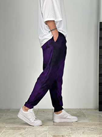 Mor Fitilli Kumaş Batik Pantolon