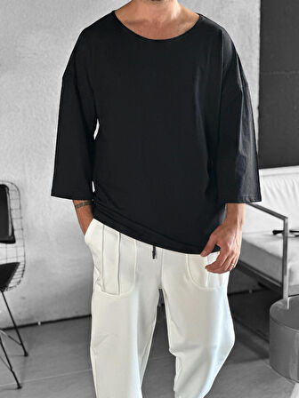 Fakir Kol Siyah Bohem T-Shirt