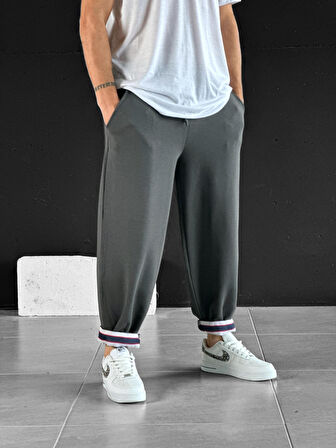 Paça Detaylı Füme Boyfriend Pantolon