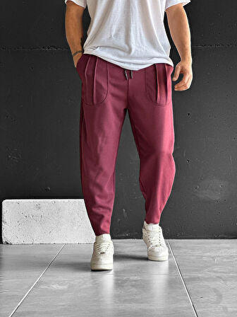 Cep Detaylı Bordo Baget Pantolon