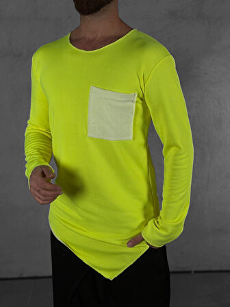 Cep Detaylı Yeşil Asimetrik Sweat