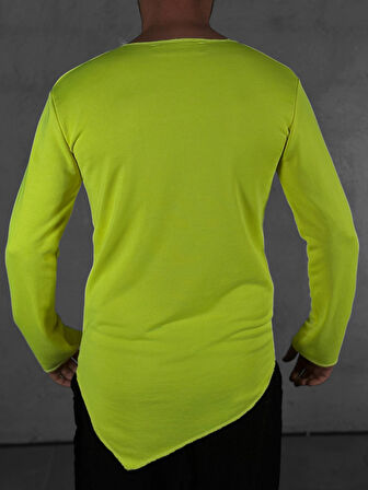 Cep Detaylı Yeşil Asimetrik Sweat