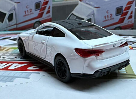 Oyuncak Metal Model Araba 1/36 Çek Bırak BMW M4 Beyaz