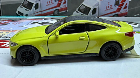 Oyuncak Metal Model Araba 1/36 Çek Bırak BMW M4 Sarı