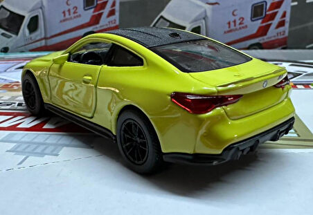 Oyuncak Metal Model Araba 1/36 Çek Bırak BMW M4 Sarı