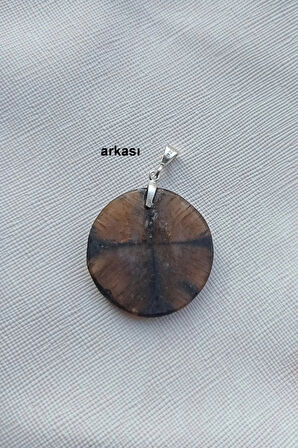 Çiyastolit (Chiastolite) Haç Taşı Kolye Ucu Gümüş Malzemeli C2-510