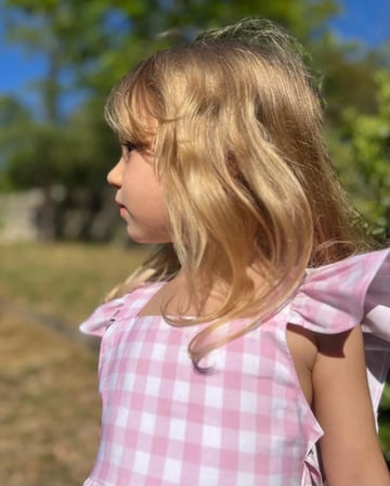 Kız çocuk pembe pötikareli  elbise 