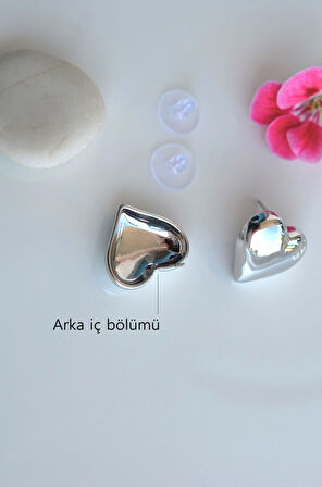 Bombeli Kalp Küpe Silver Renk