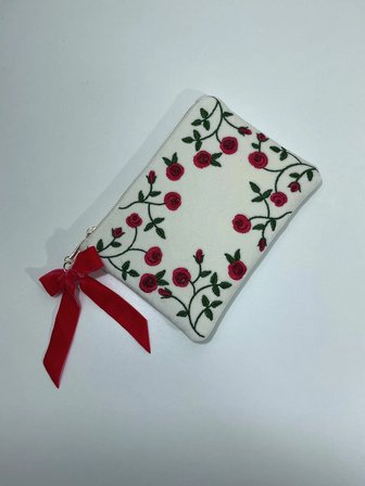 Jardim De Rosas Kadife Clutch / Makyaj Çantası