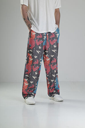 Etnik Desenli Baggy Pantolon