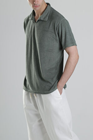 Yeşil V Yaka T-Shirt