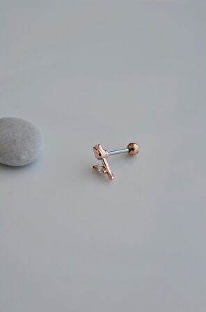 Çiçekli Tragus Helix Piercing Kıkırdak Rose Renk
