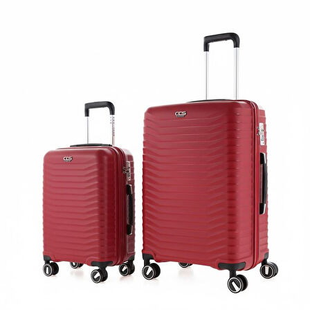 ÇÇS 5235 UNİSEX ORTA ve KÜÇÜK BOY BORDO 2'Lİ VALİZ SET