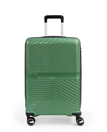 ÇÇS 5239 POLİPROPİLEN KIRILMAZ BÜYÜK BOY VALİZ ve MAKYAJ ÇANTASI MİNT YEŞİLİ 2'Lİ SET