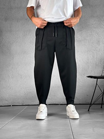 Cep Detaylı Siyah Baget Pantolon