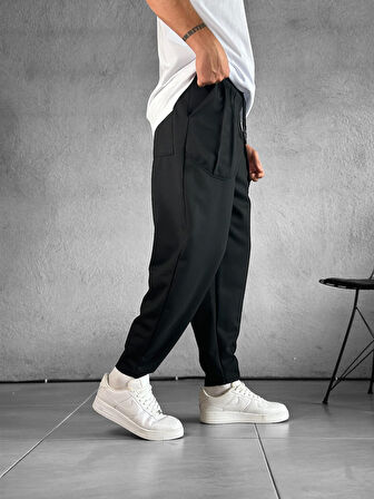 Cep Detaylı Siyah Baget Pantolon