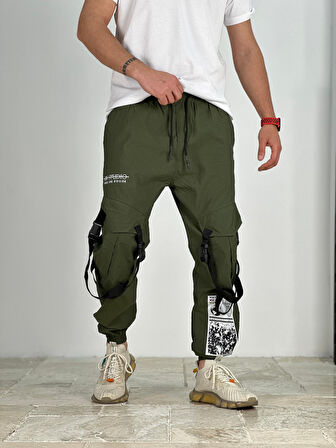 Premium Kalite Yazlık Yeşil Paraşüt Kumaş Jogger