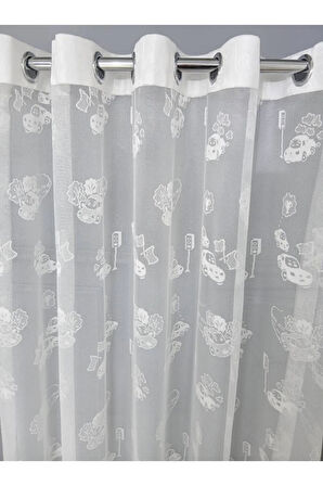 Çocuk Odası Araba Desenli Rustik Tül Perdesi Kuşgözü Perde Rustik Tül Perde