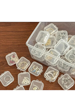Mini Şeffaf Takı Saklama Kutusu 3,5cm x 3,5cm (5’li)