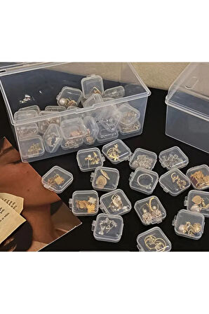 Mini Şeffaf Takı Saklama Kutusu 3,5cm x 3,5cm (5’li)