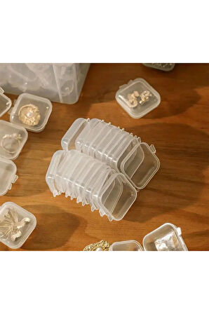 Mini Şeffaf Takı Saklama Kutusu 3,5cm x 3,5cm (5’li)