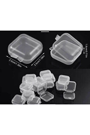 Mini Şeffaf Takı Saklama Kutusu 3,5cm x 3,5cm (5’li)